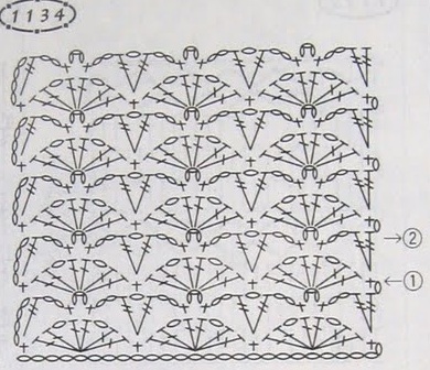 Рисунок веерочки крючком схема
