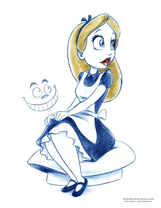 Alice in Wonderland - on White (540x700, 174Kb)