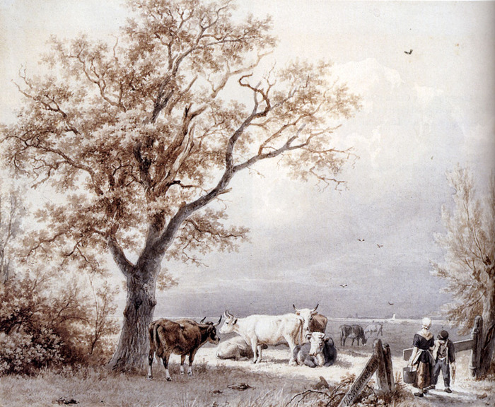 4000579_Koekkoek_Barend_Cornelis_Cows_In_A_Sunlit_Meadow (700x576, 197Kb)