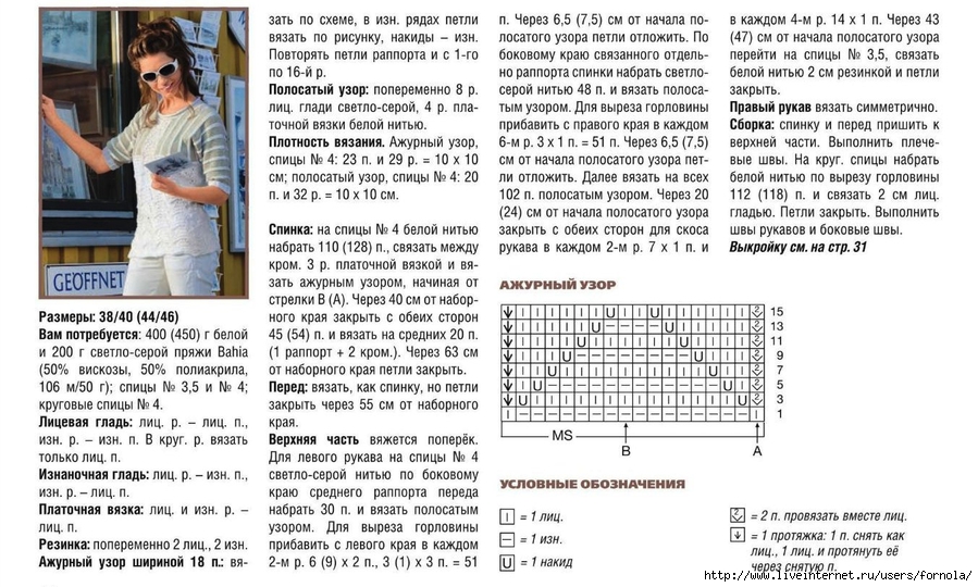 Вязание японского плеча. Ажурный узор для рукава спицами. Светло-серый пуловер ажурным узором и схема. Узор спицами по спинке. Схемы вязания японское плечо.