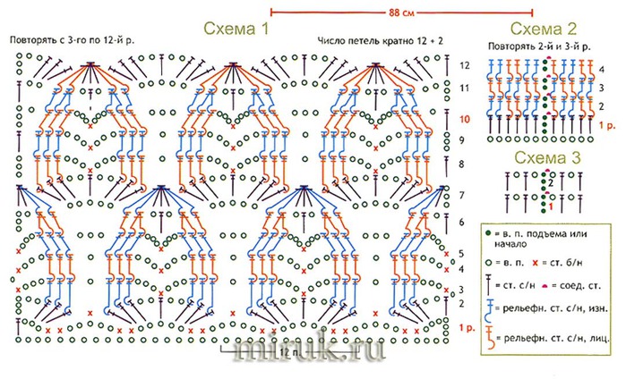 схема узора с рельефными столбикамиshema-terrakotovogo-poncho (700x424, 128Kb)