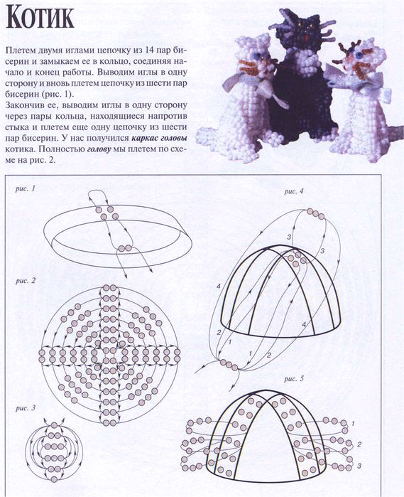 Котик лютик из бисера схема