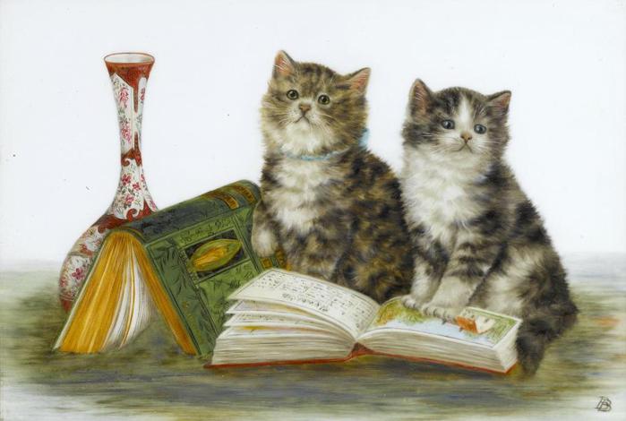 KITTENS WITH PORCELAIN; KITTENS WITH BOOKS (700x470, 40Kb)