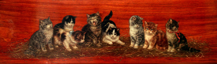 Oil on walnut panel of eight kittens (700x209, 72Kb)