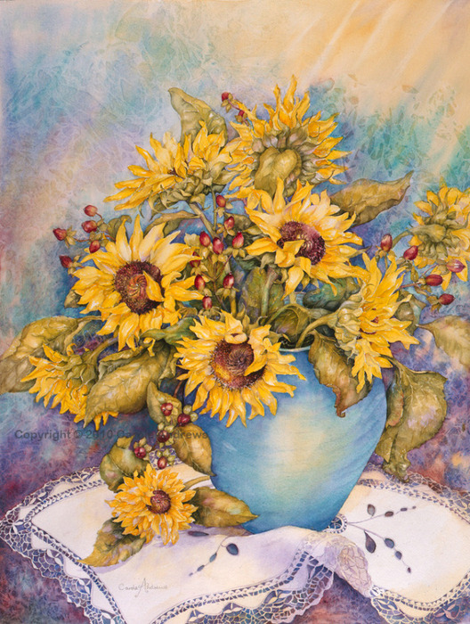 Sunlit Sunflowers (528x700, 214Kb)
