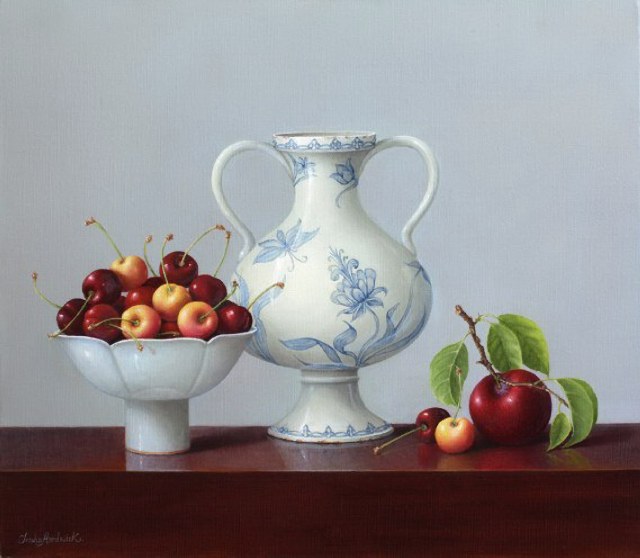 Cherries, Bowl & Delft (640x558, 52Kb)