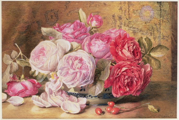 Pink and Red Roses in a Bowl (700x468, 121Kb)