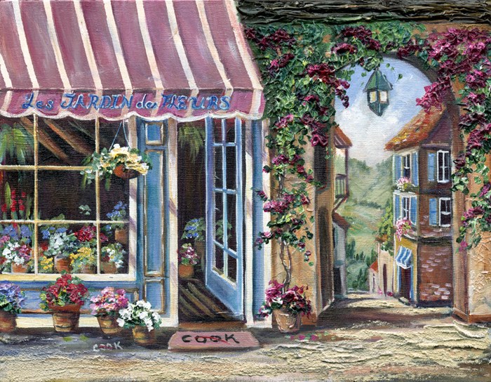 Flower Shop with Pink Awning 8X10 (700x544, 608Kb)