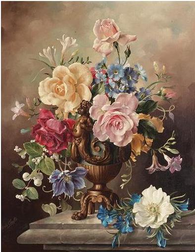 FLOWERS IN A BRONZE AND ORMOLU VASE (394x510, 43Kb)
