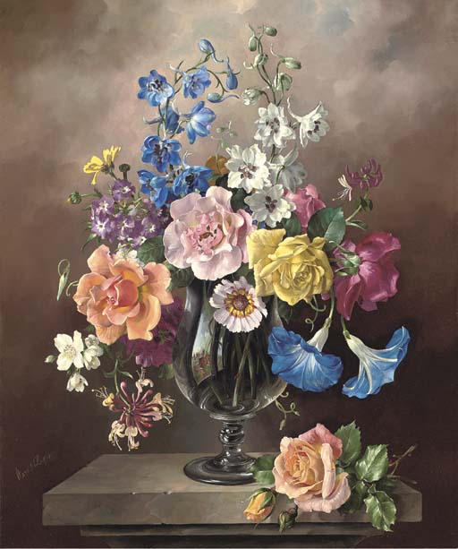 Summer flowers in a glass vase (512x613, 70Kb)