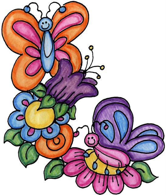 Butterflies and Flowers - Painted - CNR Butterflies (547x640, 84Kb)