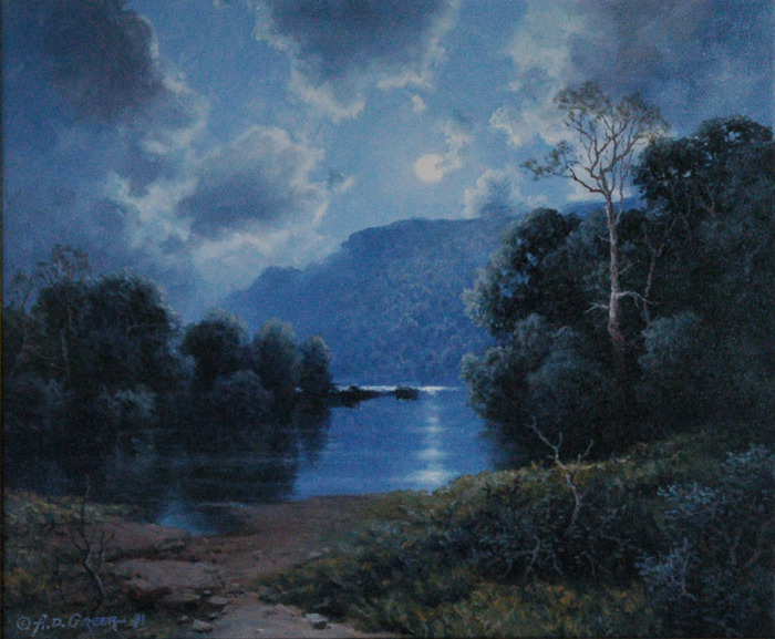 A.D.Greer (1904 - 1998) Moonlight on the Water (700x577, 147Kb)