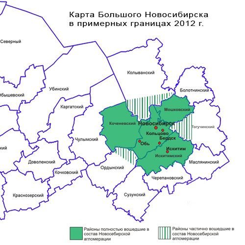 Карта новосибирска по районам города границы