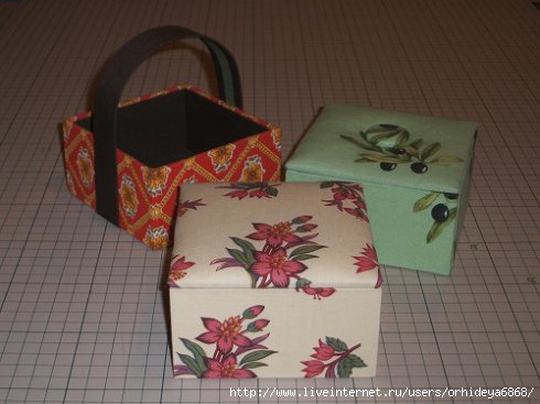 шкатулки- коробки из картона и ткани