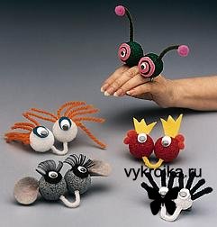 Пальчиковые игрушки: вязаный зайка и мишка