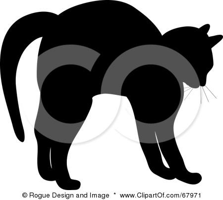 67971-Royalty-Free-RF-Clipart-Illustration-Of-A-Silhouette-Of-A-Cat-Stretching-In-Black (450x403, 27Kb)