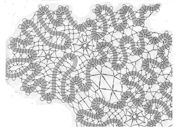 42 образца вязаного кружева со схемами для отделки края изделия