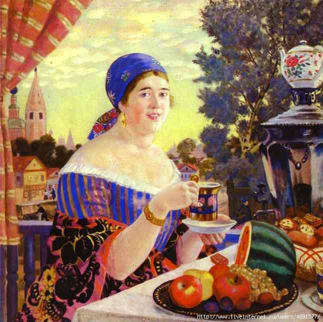 kustodiyev22Merchant wife at tea (646x645, 177Kb)