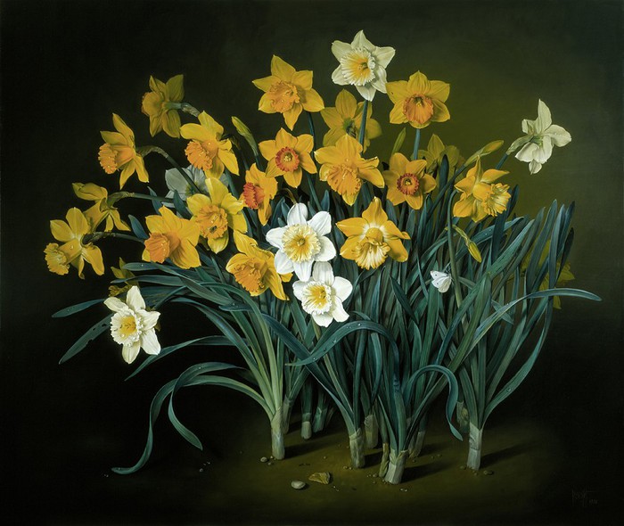 DAFFODILSIN BLOOM 76x91 cms oil on canvas on  panel  1998 (700x590, 104Kb)