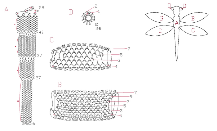 Узор стрекоза крючком схемы и описание