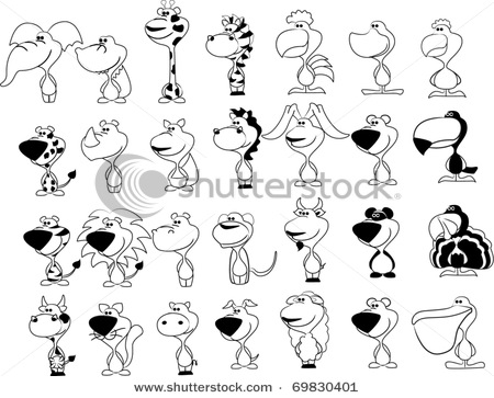 stock-vector-set-colors-black-and-white-cute-animals-tiger-lion-rhino-dog-leopard-hippo-69830401 (450x363, 57Kb)