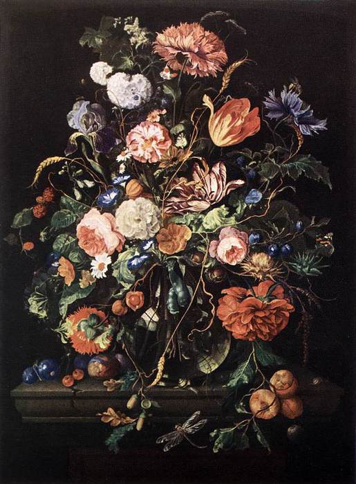 Flowers in Glass and Fruits (515x700, 65Kb)