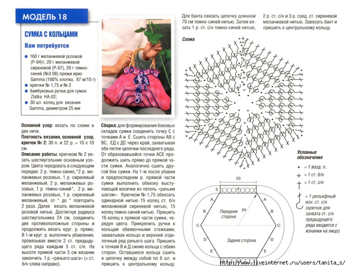 Схема вязания сумки магнолия