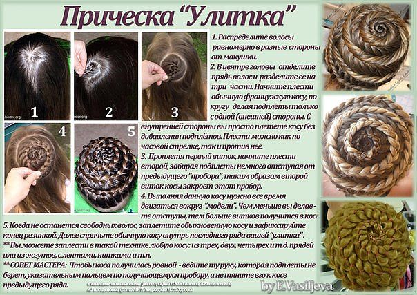Разновидности плетения кос улитка