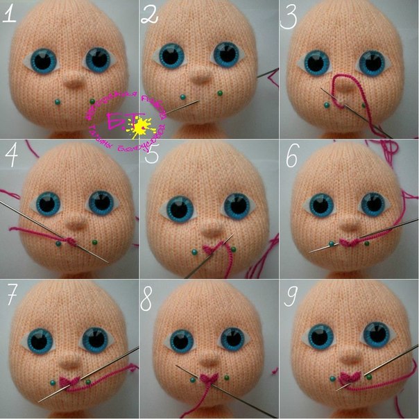 Советы по оформлению лица куклы вязанной крючком