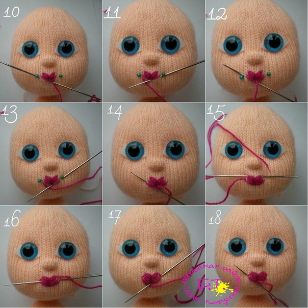 Как сделать объёмные губы текстильной кукле. Видео 2019 года.