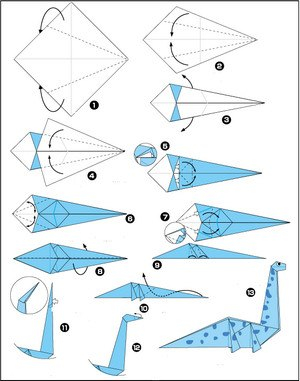 Как сделать динозавра из бумаги своими руками по технике оригами?