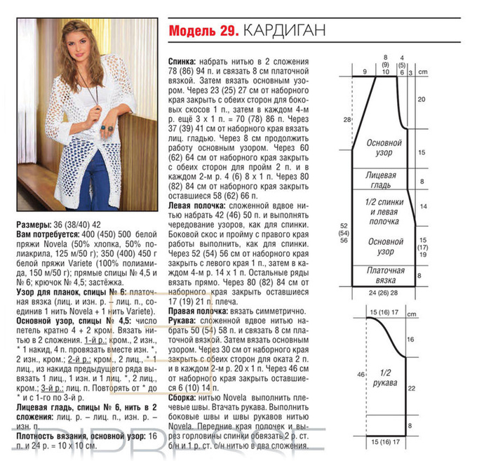 Связать ажурный кардиган спицами для женщины с описанием и схемы