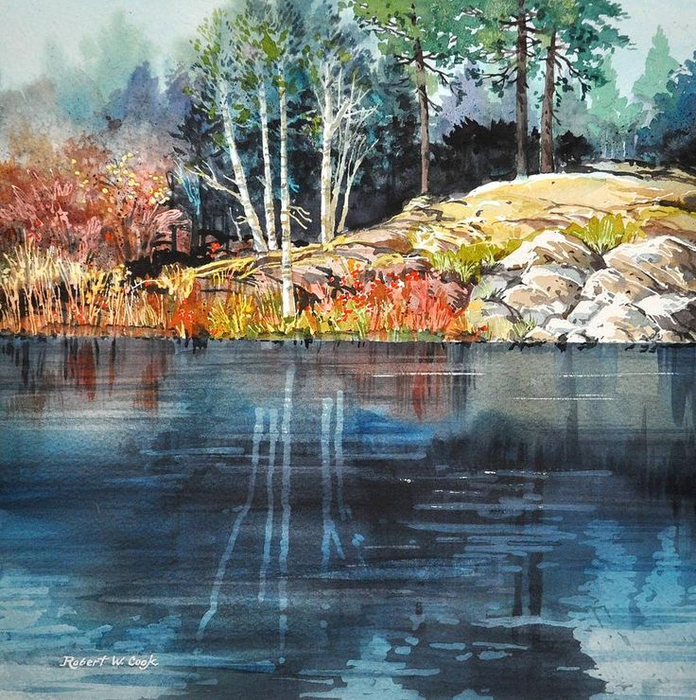 Blue Stream - Robert W Cook watercolor 73 (696x700, 610Kb)