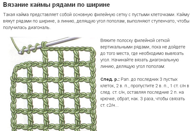 Диагональная сетка спицами схема с описанием