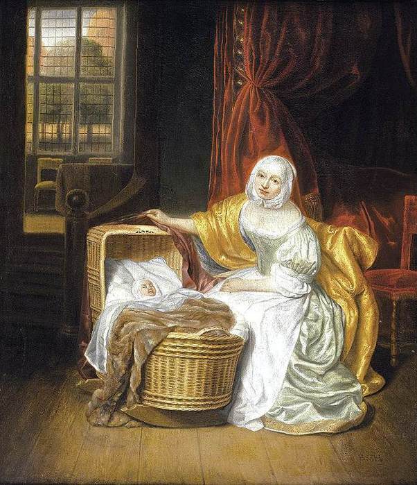 Mother with a Child in a Wicker Cradle (602x700, 84Kb)