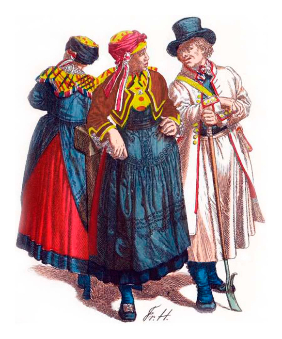 Frauen aus dem alten Lande -Hannover-, Schäfer aus der Gegend von Göttingen, 1840  (582x700, 400Kb)