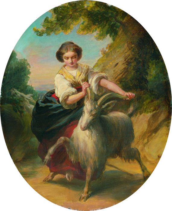 Die Ziegenhirtin in einer Landschaft, early 1850 (570x697, 65Kb)