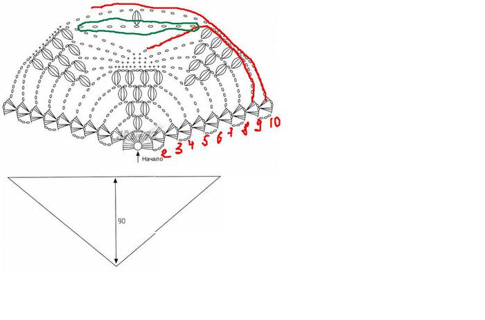 Схема шали крючком виноградная гроздь