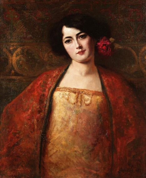 PORTRAIT OF A LADY IN A RED SHAWL (467x570, 194Kb)