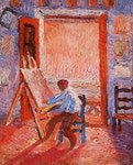  1919 soft-portrait artist at his easel in cadaquer (565x700, 183Kb)