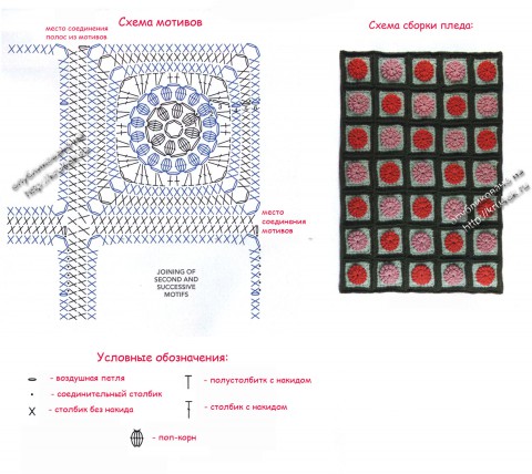 Плед крючком 3д эффект схема и описание