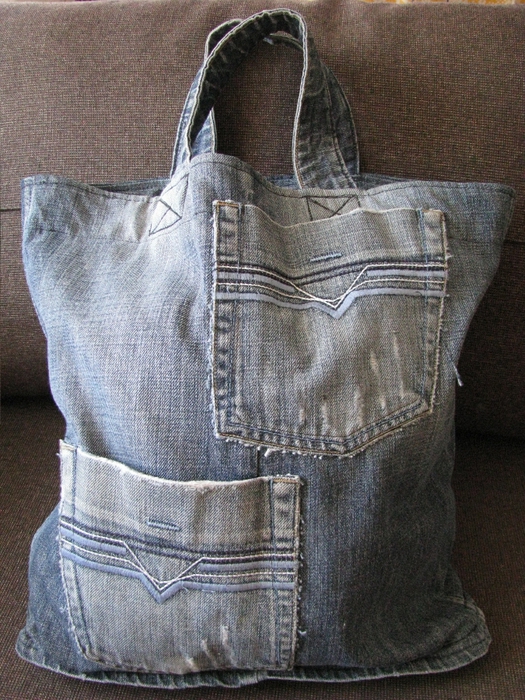 Хозяйственная сумка из старых джинсов. Фотообзор: 9 идей