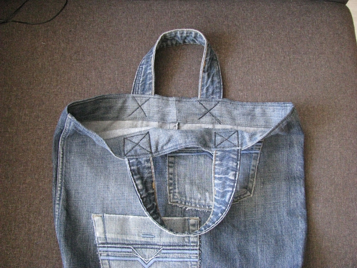 Как сшить хозяйственную сумку из старых джинсов