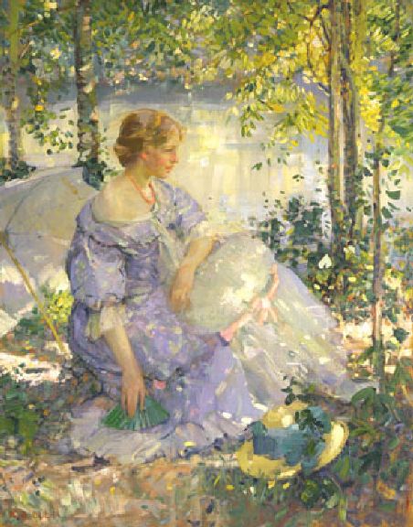 Young Lady With Her Sunshade Under The Trees (452x576, 65Kb)