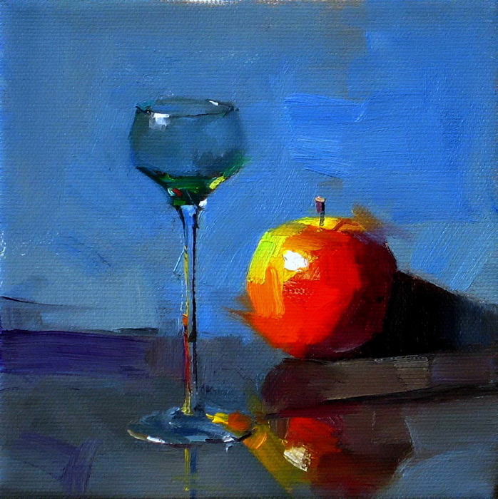 Glass and apple (698x700, 582Kb)