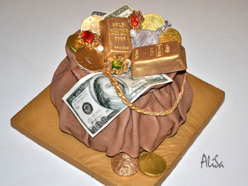 Торт сумка с пачками денег