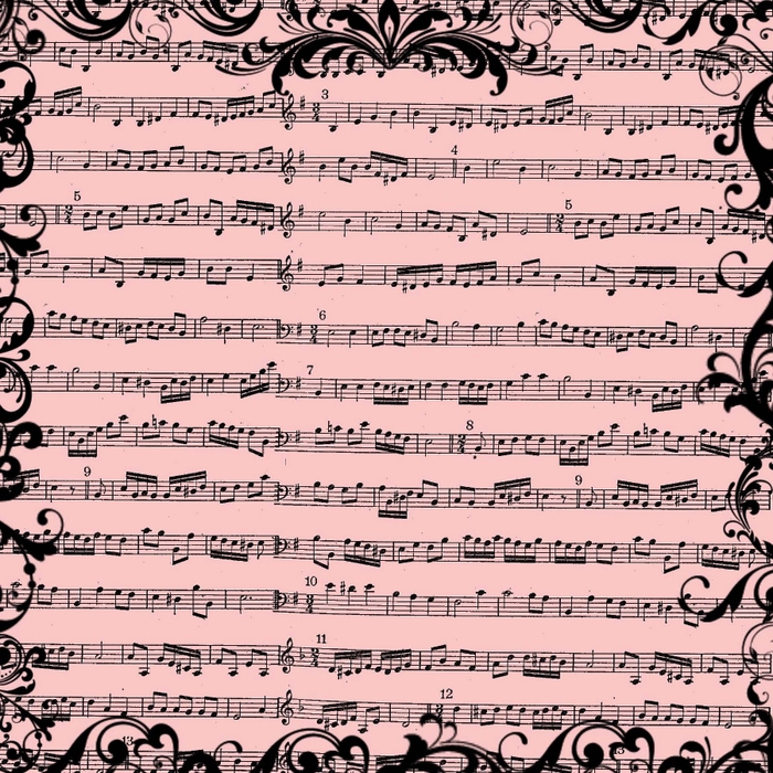 free digital scrapbook paper_pink music sheet background (700x700, 431Kb)