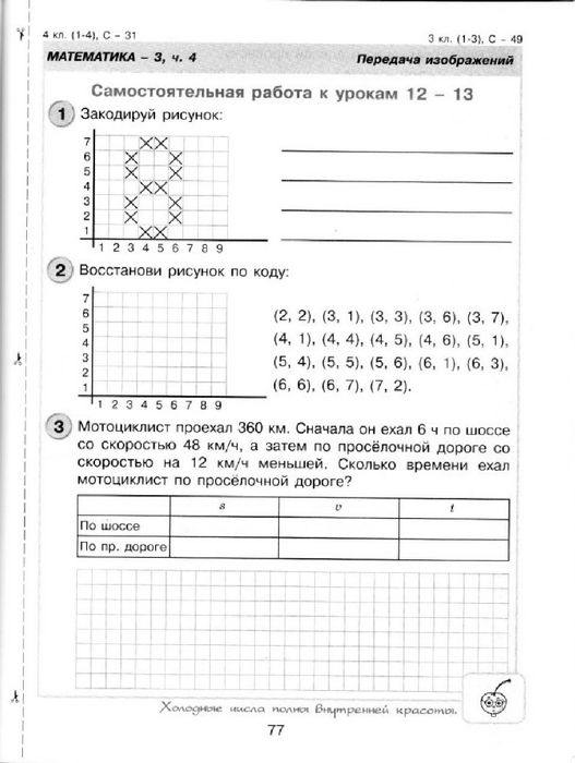 Закодируй рисунок математика 4 класс петерсон номер 2