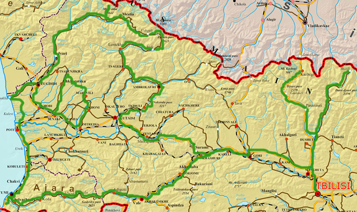 Военно грузинская дорога карта