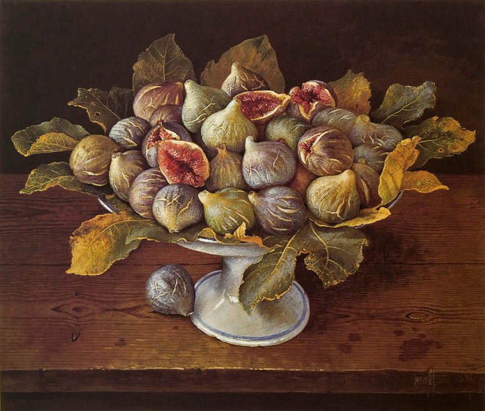 FIGS IN BLUE AND WHITE TAZZA 43x51 cms Gouache 1990 (700x592, 130Kb)